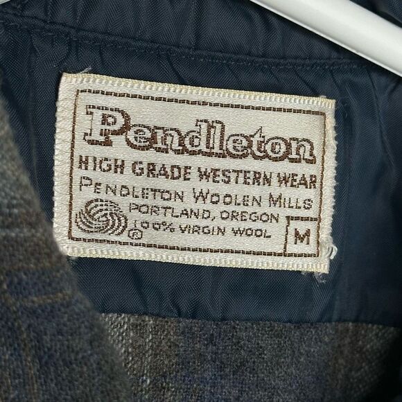 Vintage Pendleton 1970’s Western Wear Pearl Snap Virgin Wool Plaid Flannel Shirt - Picture 4 of 6
